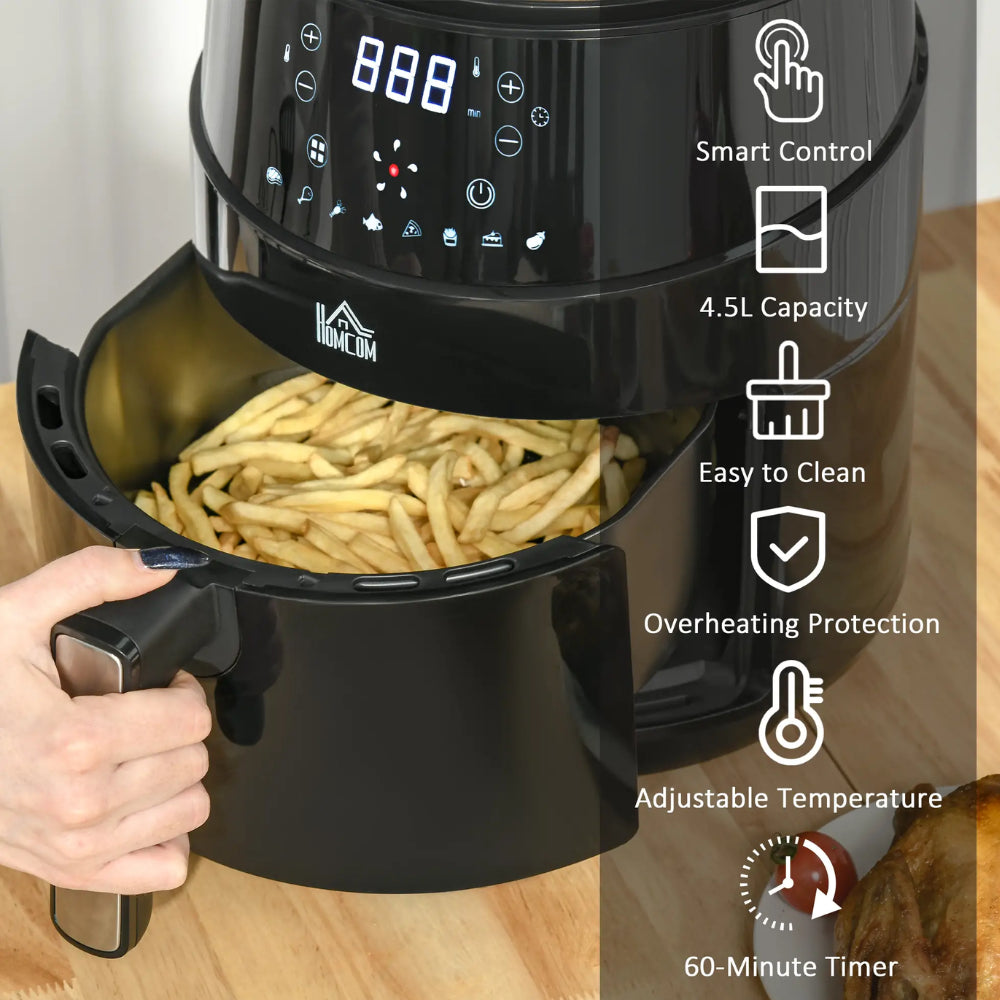 HOMCOM 4.5L 1500W Digital Air Fryer - Black