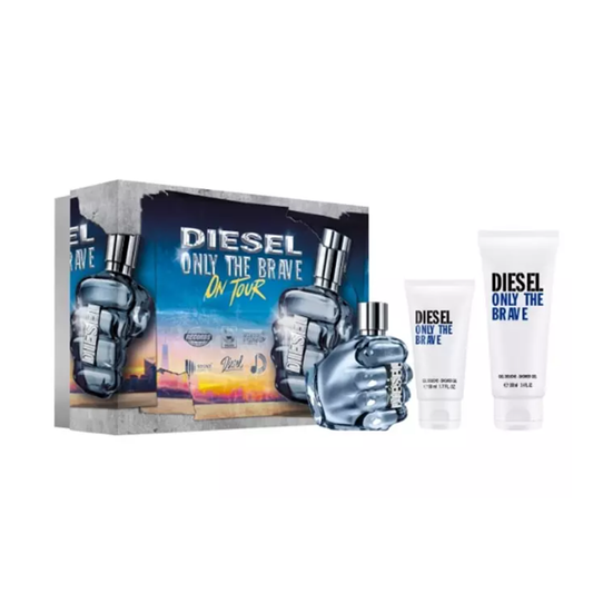 Diesel Only The Brave Eau de Toilette Men's Aftershave (75ml) Gift Set with Shower Gels