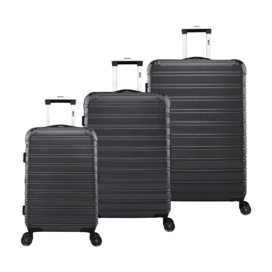iFLY Fibertech 3pcs Premium Hard Shell Travel Suitcase Set (Jet Black)