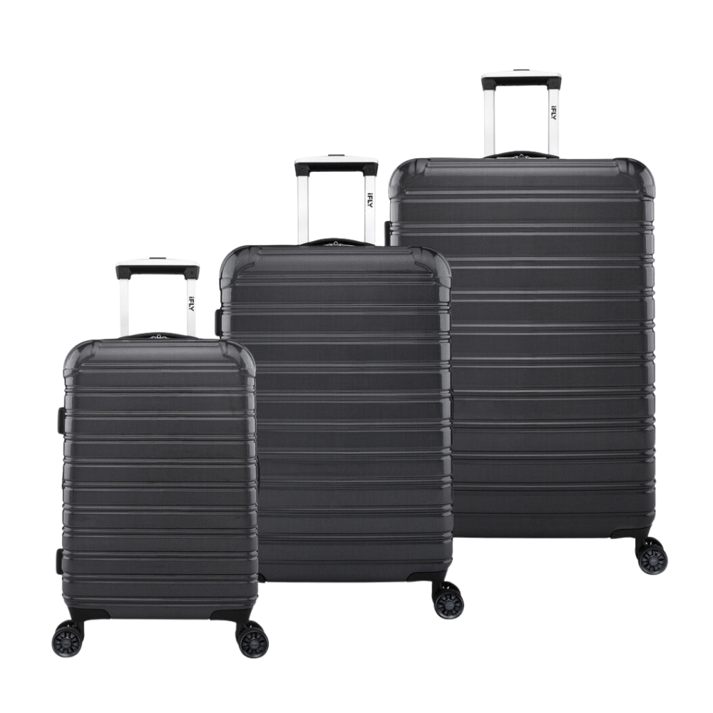 iFLY Fibertech Premium Hard Shell Travel Suitcase Large (Jet Black)