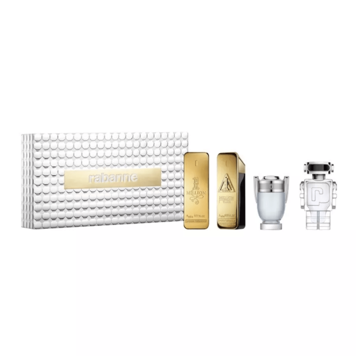 Paco Rabanne Men's Miniatures Gift Set 4 x 5ml (1 Million EDT + 1 Million Elixir Intense Parfum + Invictus EDT + Phantom EDT)